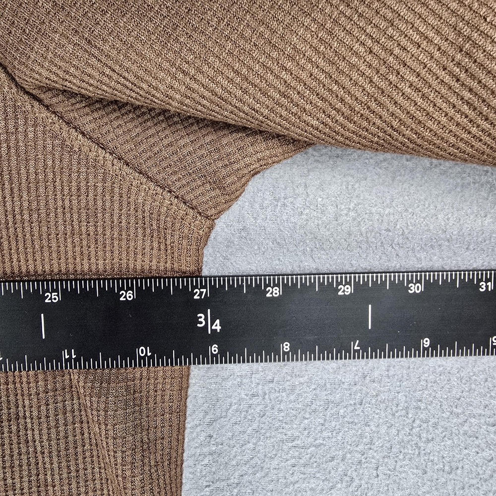BC Clothing Heritage Sweater Mens 2XL Brown Waffle Knit Sherpa Lined Quarter Zip - Picture 12 of 14